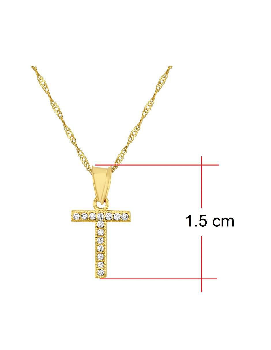 Medalla y cadena de letra t de oro 10 K 5