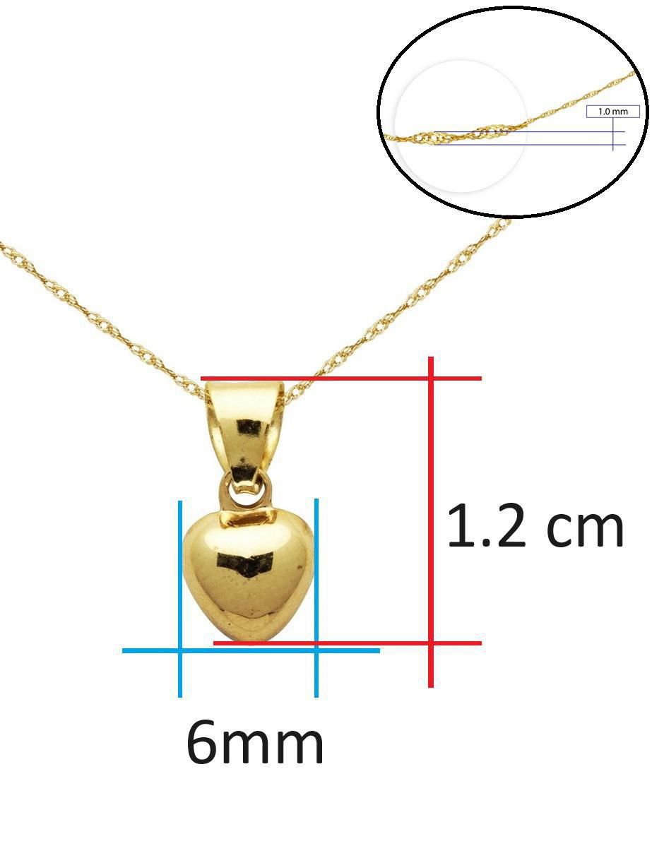 Medalla y cadena de corazón de oro 10 K 3