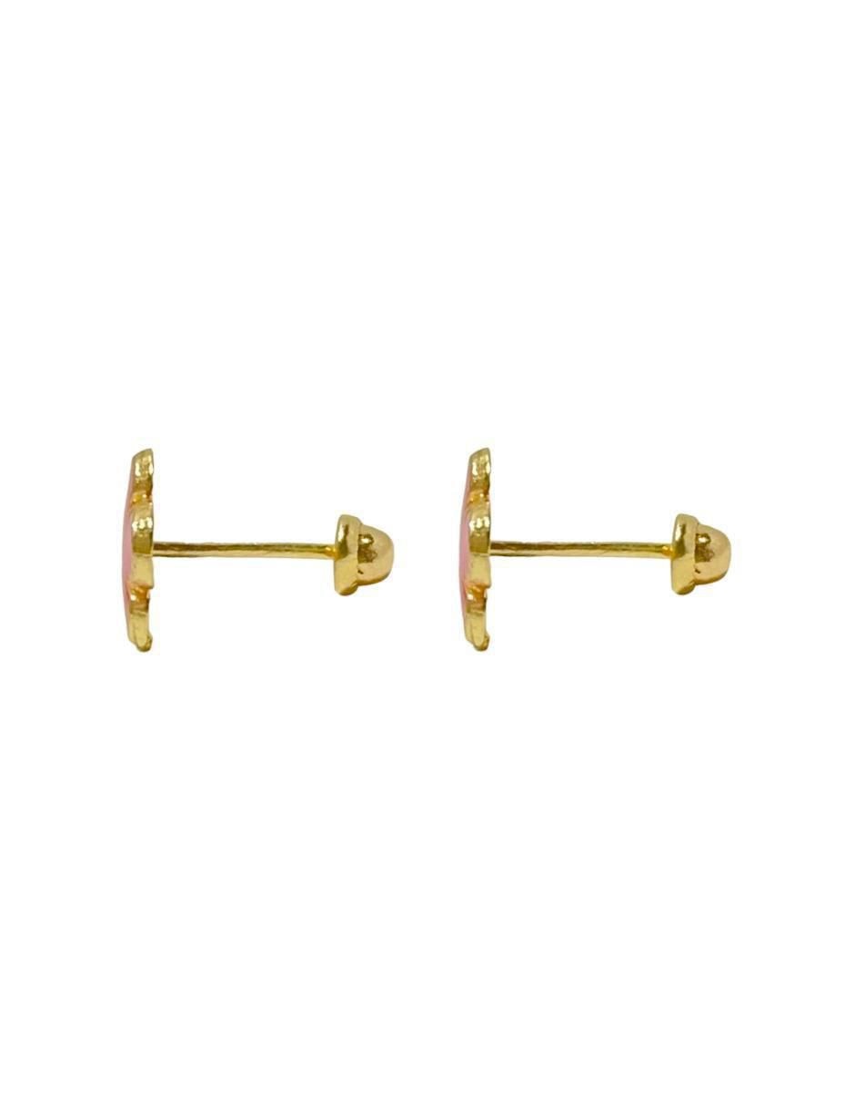 Broqueles de flor de oro con acabado esmaltado 2