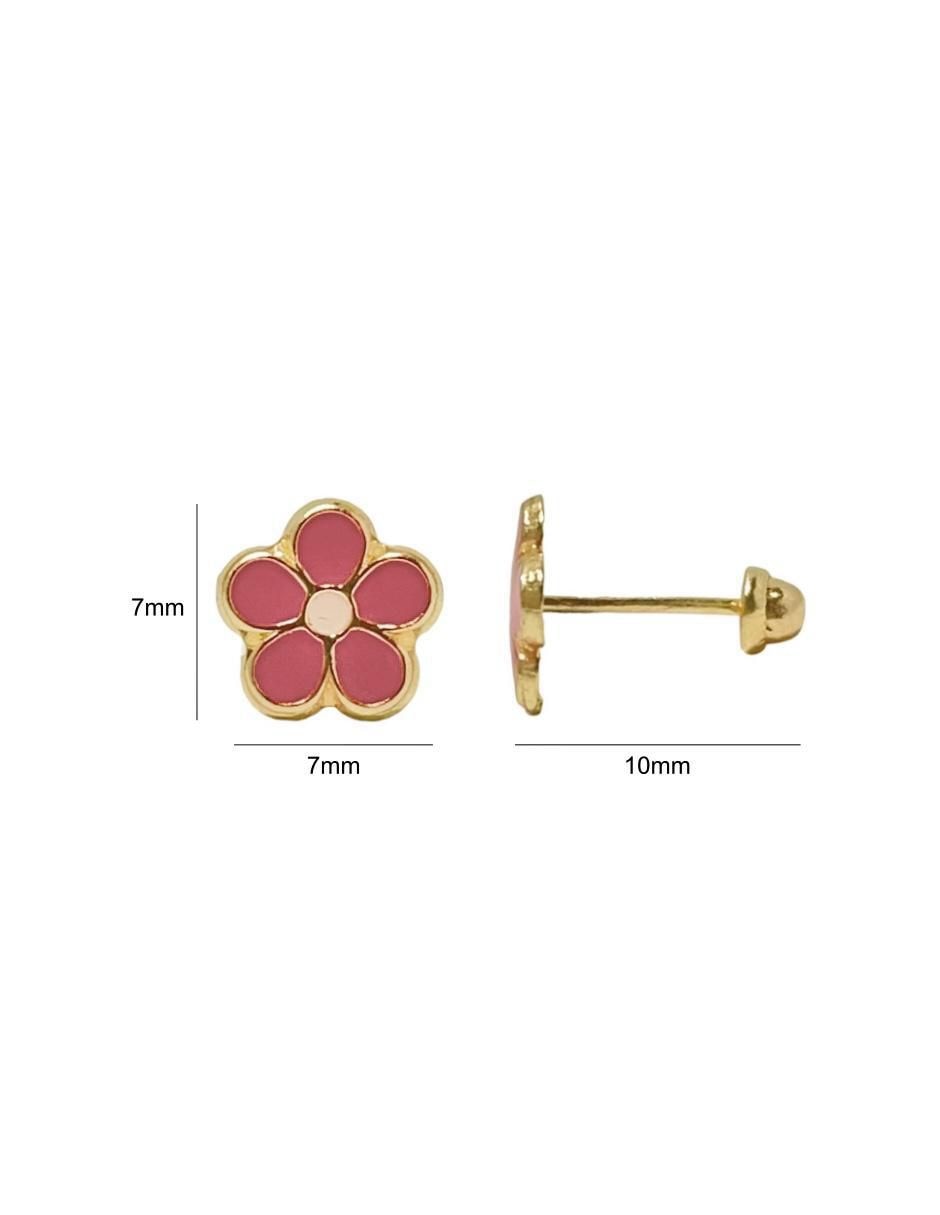 Broqueles de flor de oro con acabado esmaltado 4