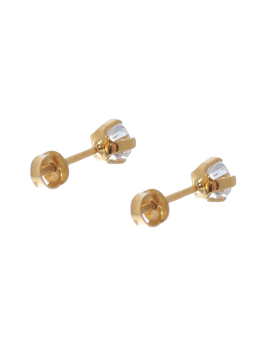 Broqueles redondos de oro con acabado brillante zirconia 2