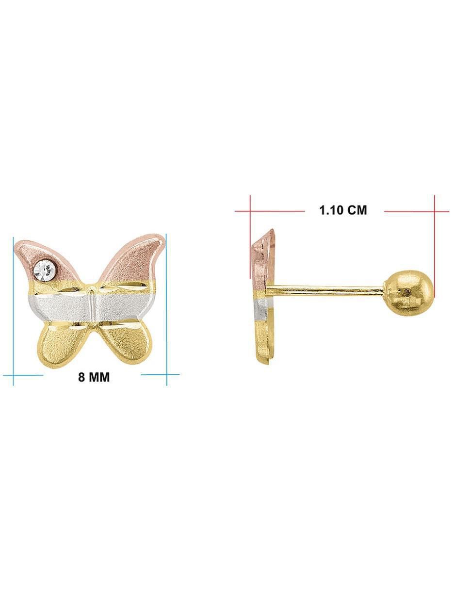 Broqueles de mariposa de oro con acabado brillante zirconia 4