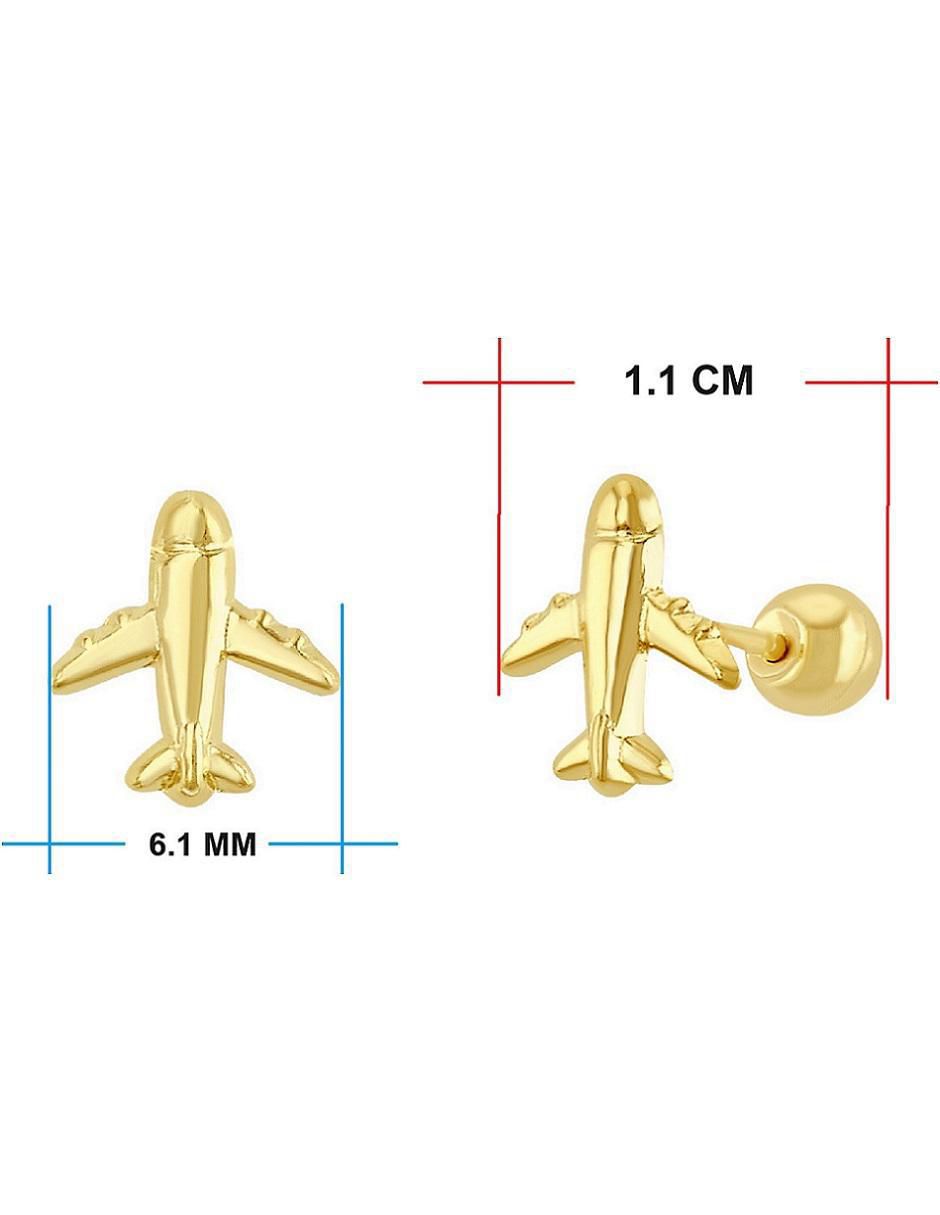 Broqueles de avión de oro con acabado brillante zirconia 4