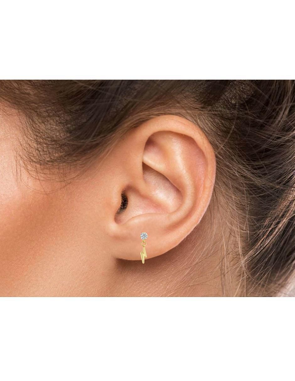Broqueles de rayo de oro con acabado brillante zirconia 3