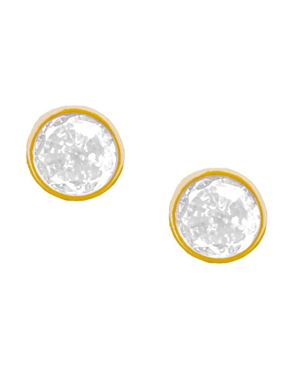 Broqueles redondos de oro con acabado brillante zirconia Broqueles redondos de oro con acabado brillante zirconia