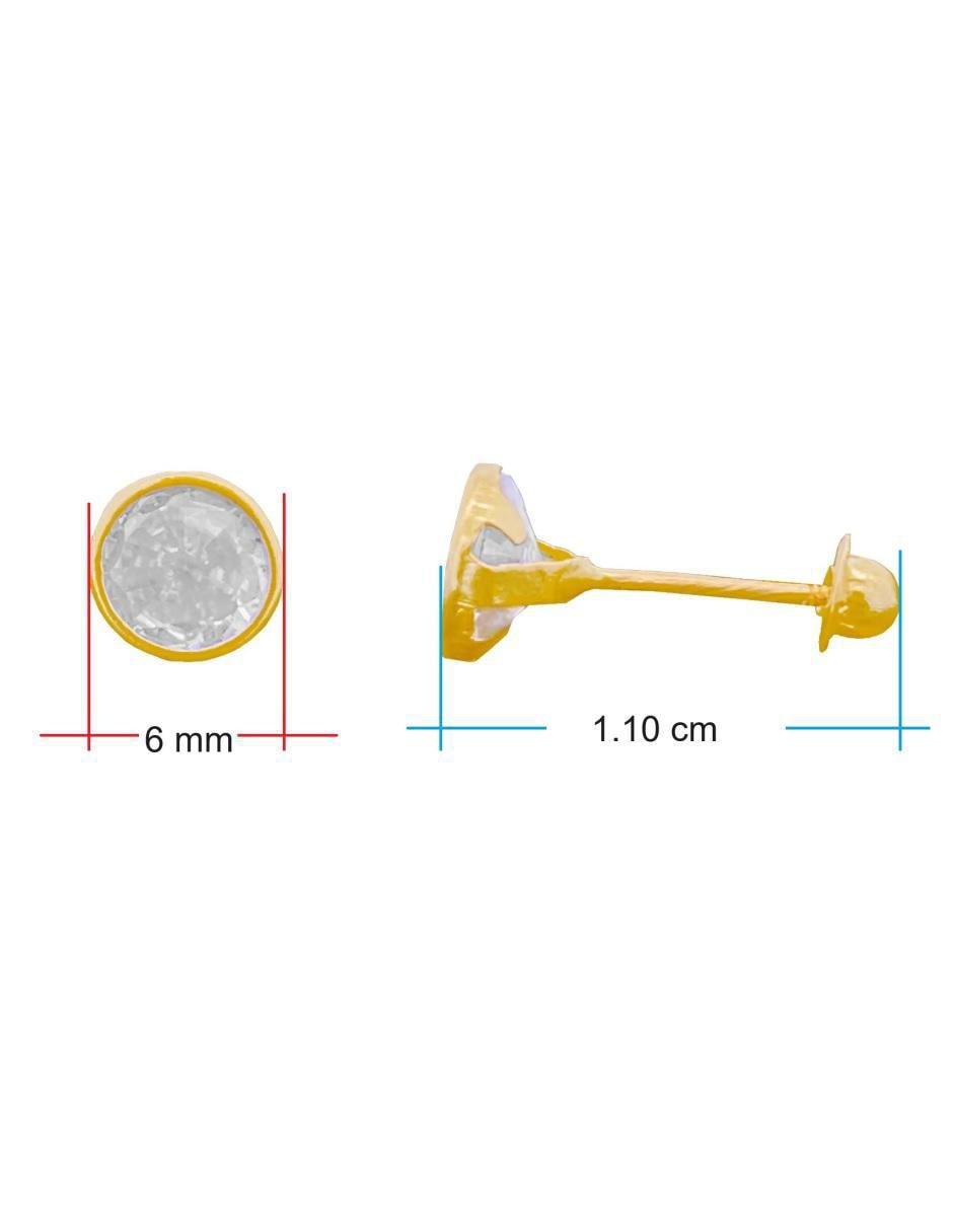 Broqueles redondos de oro con acabado brillante zirconia 5