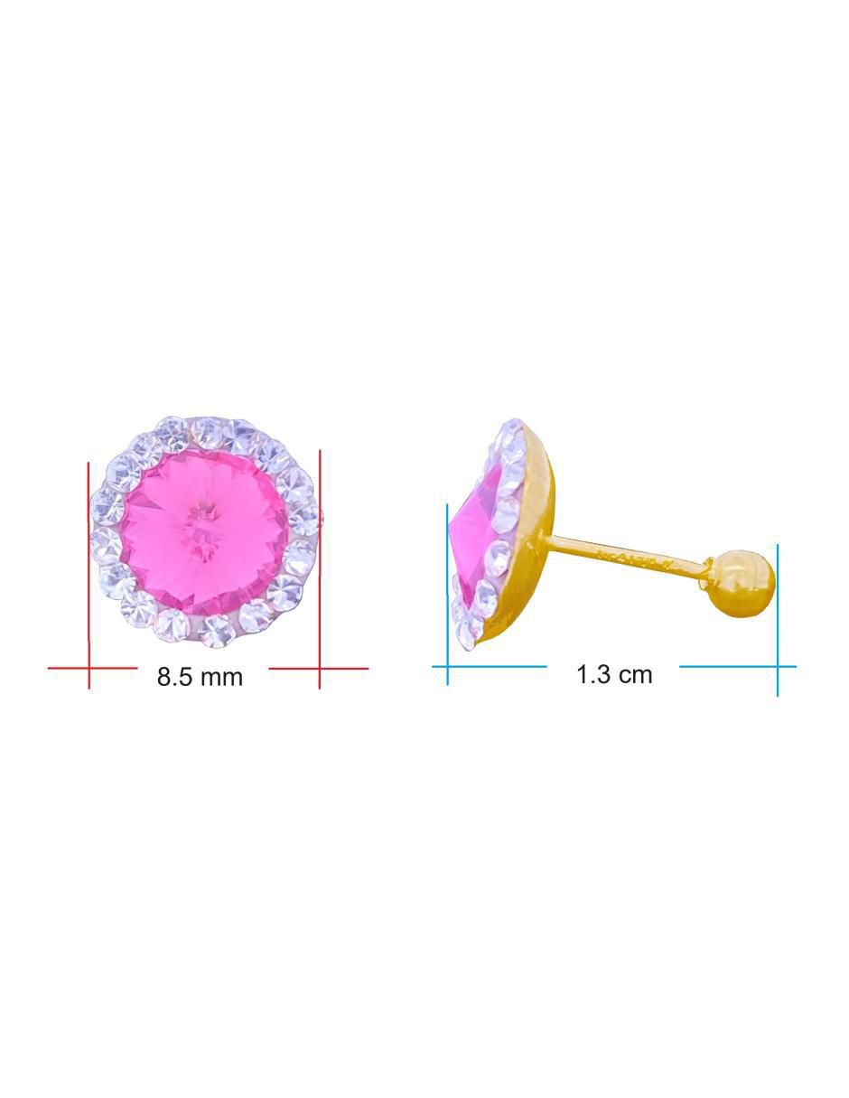 Broqueles redondos de oro con acabado brillante zirconia 4