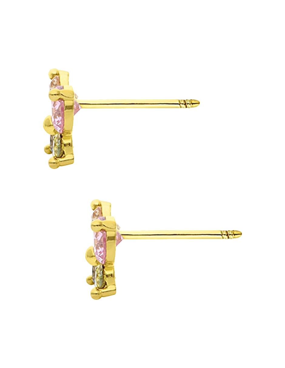 Broqueles de mariposa de oro amarillo 14 K con acabado brillante zirconia 7