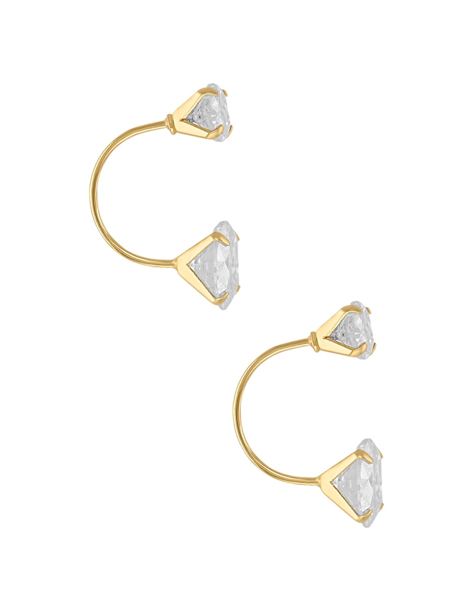 Broqueles redondos de oro amarillo con acabado brillante zirconia 6