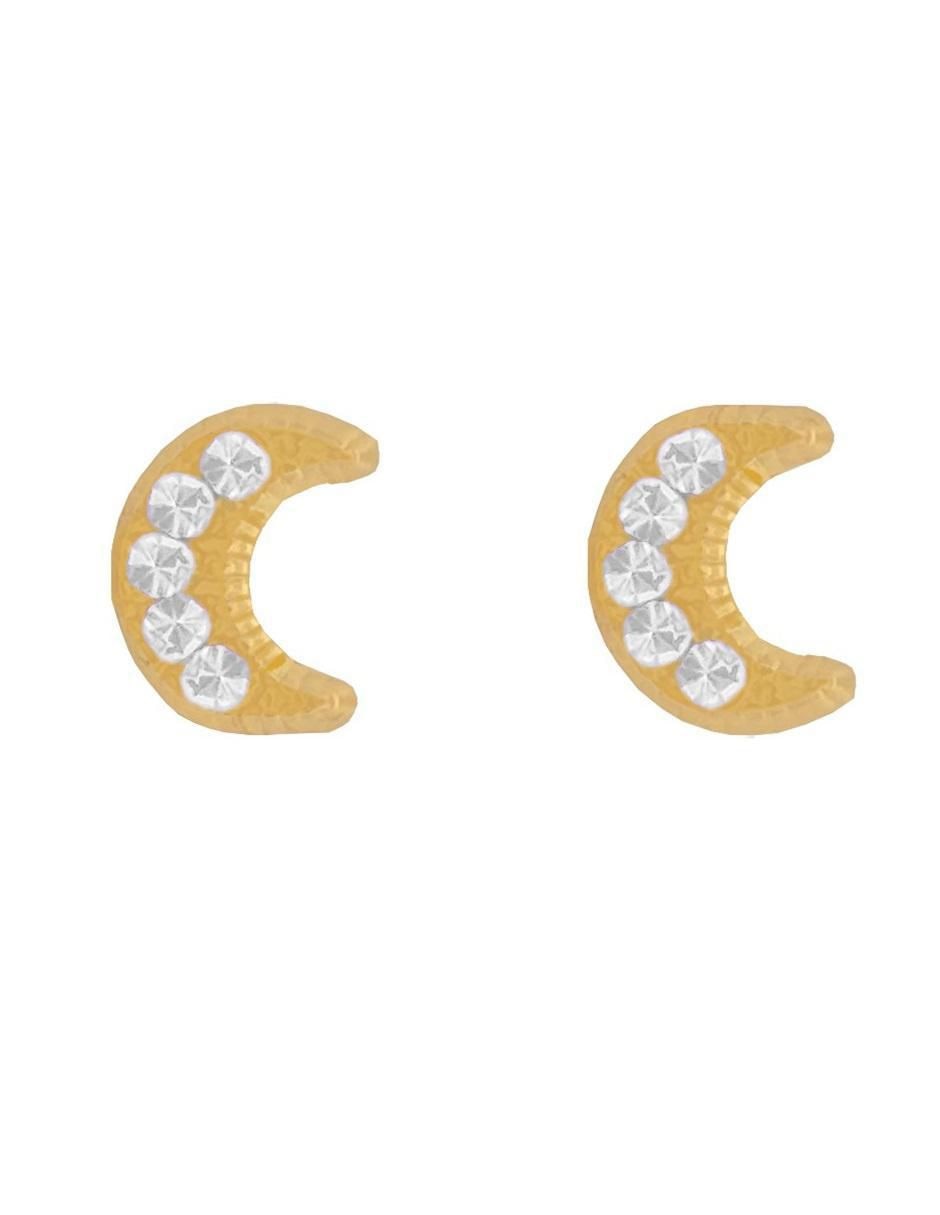 Broqueles de luna de oro con acabado brillante zirconia Broqueles de luna de oro con acabado brillante zirconia