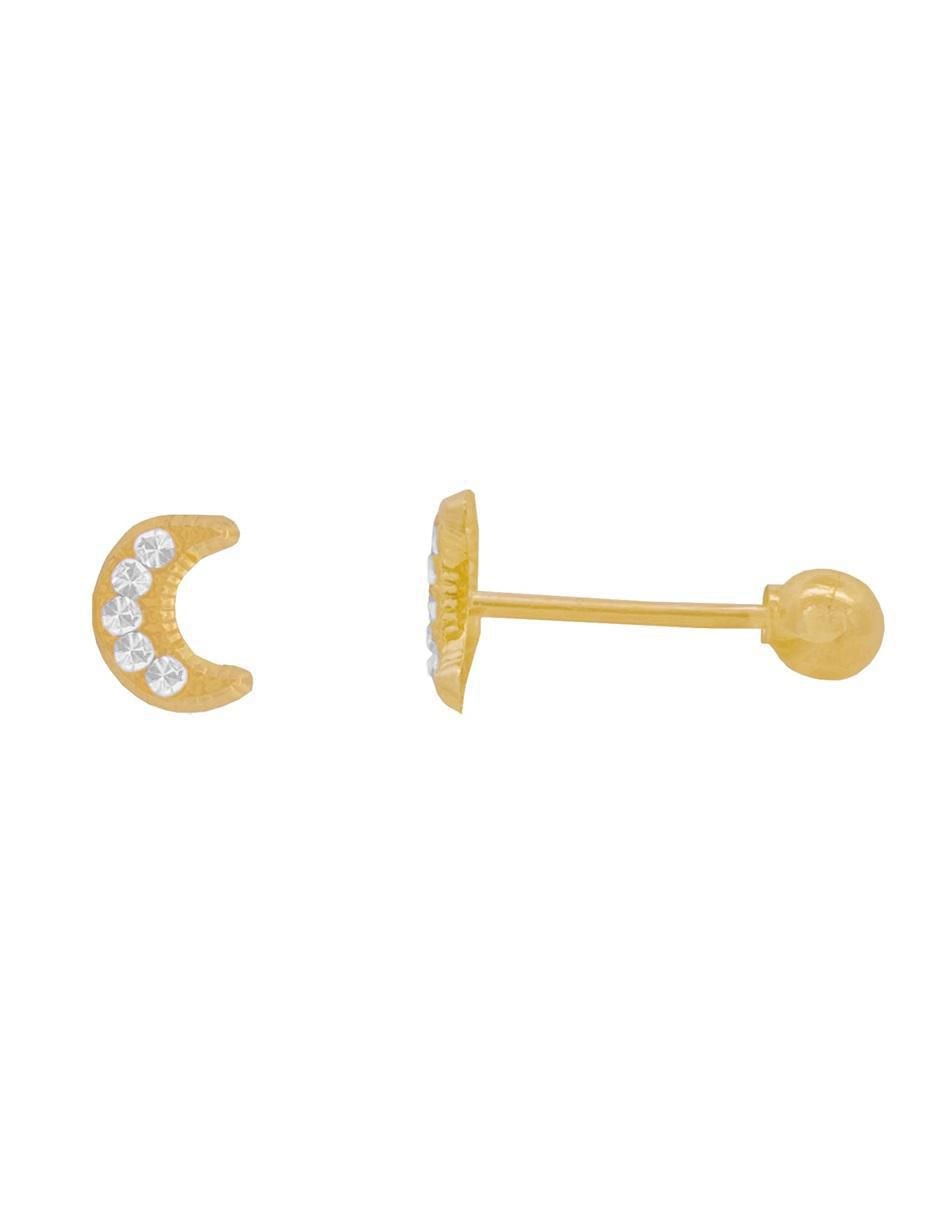 Broqueles de luna de oro con acabado brillante zirconia 2