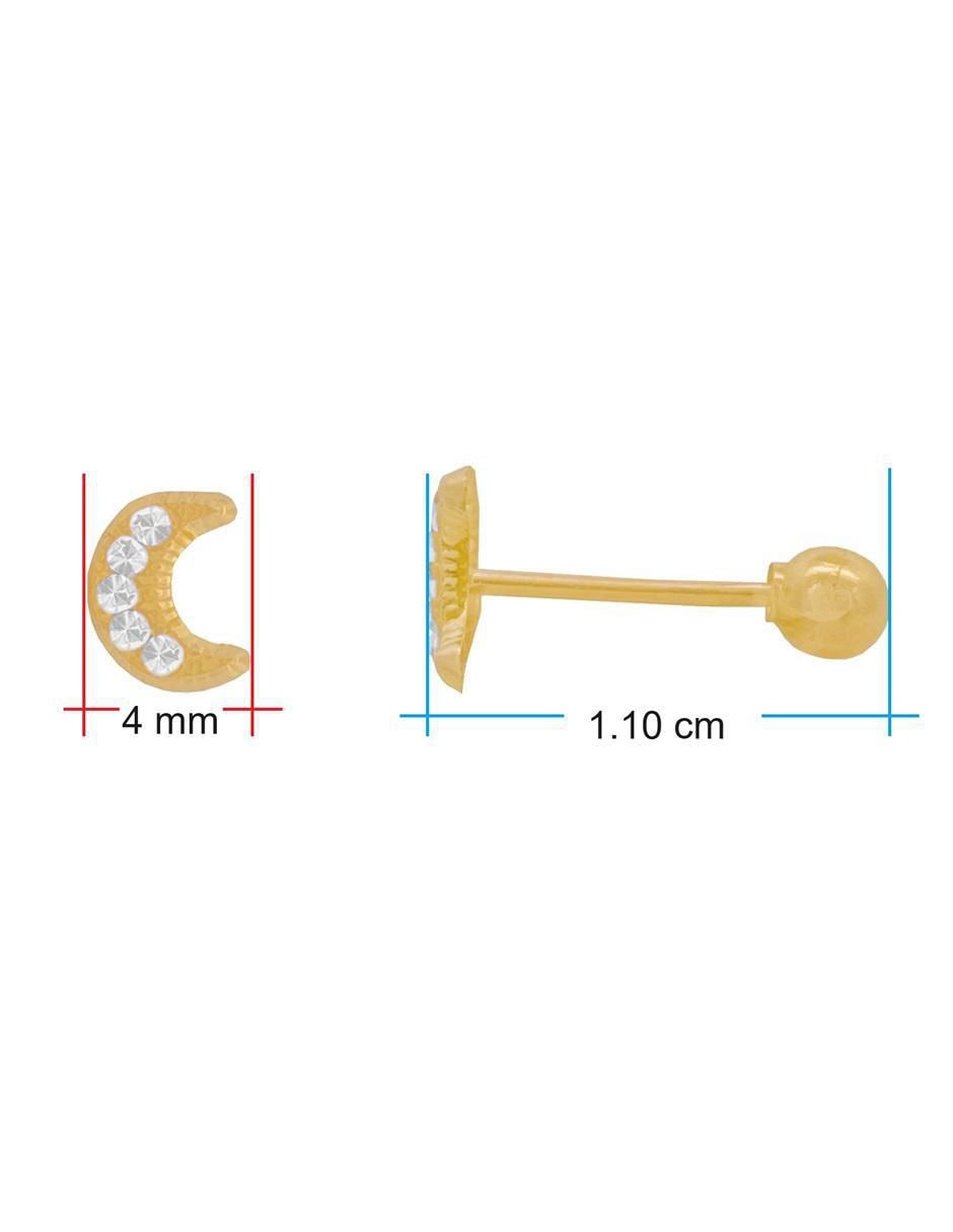 Broqueles de luna de oro con acabado brillante zirconia 5