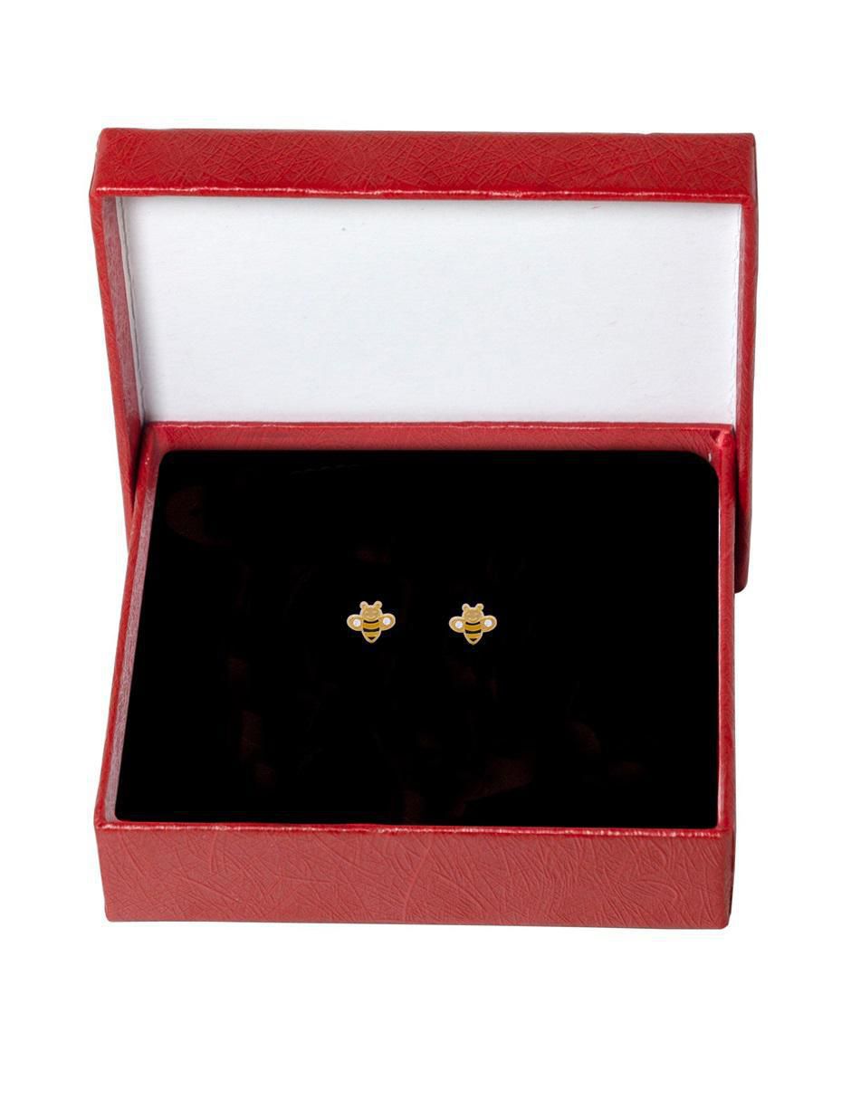 Broqueles de abeja de oro con acabado brillante zirconia 4
