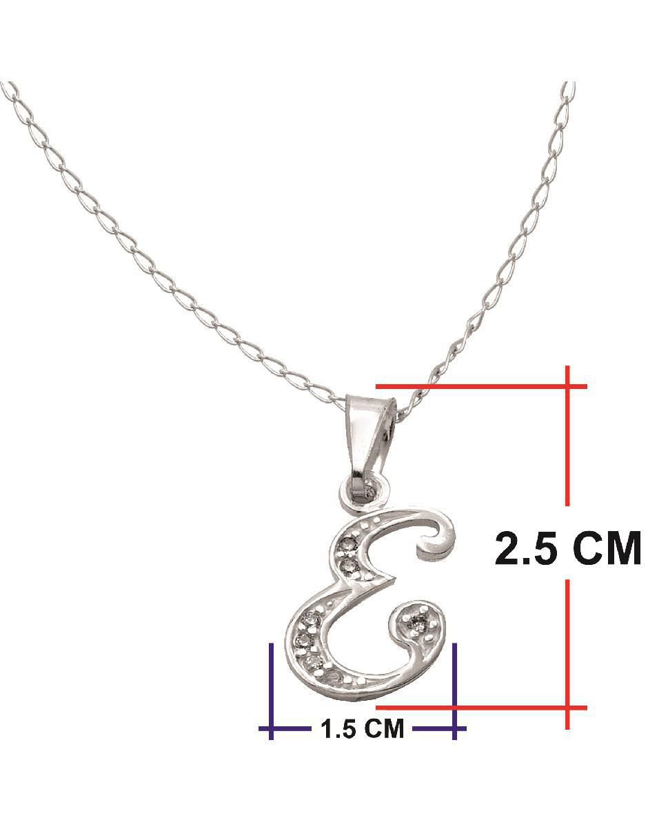 Medalla y cadena de letra e de plata P 925 5