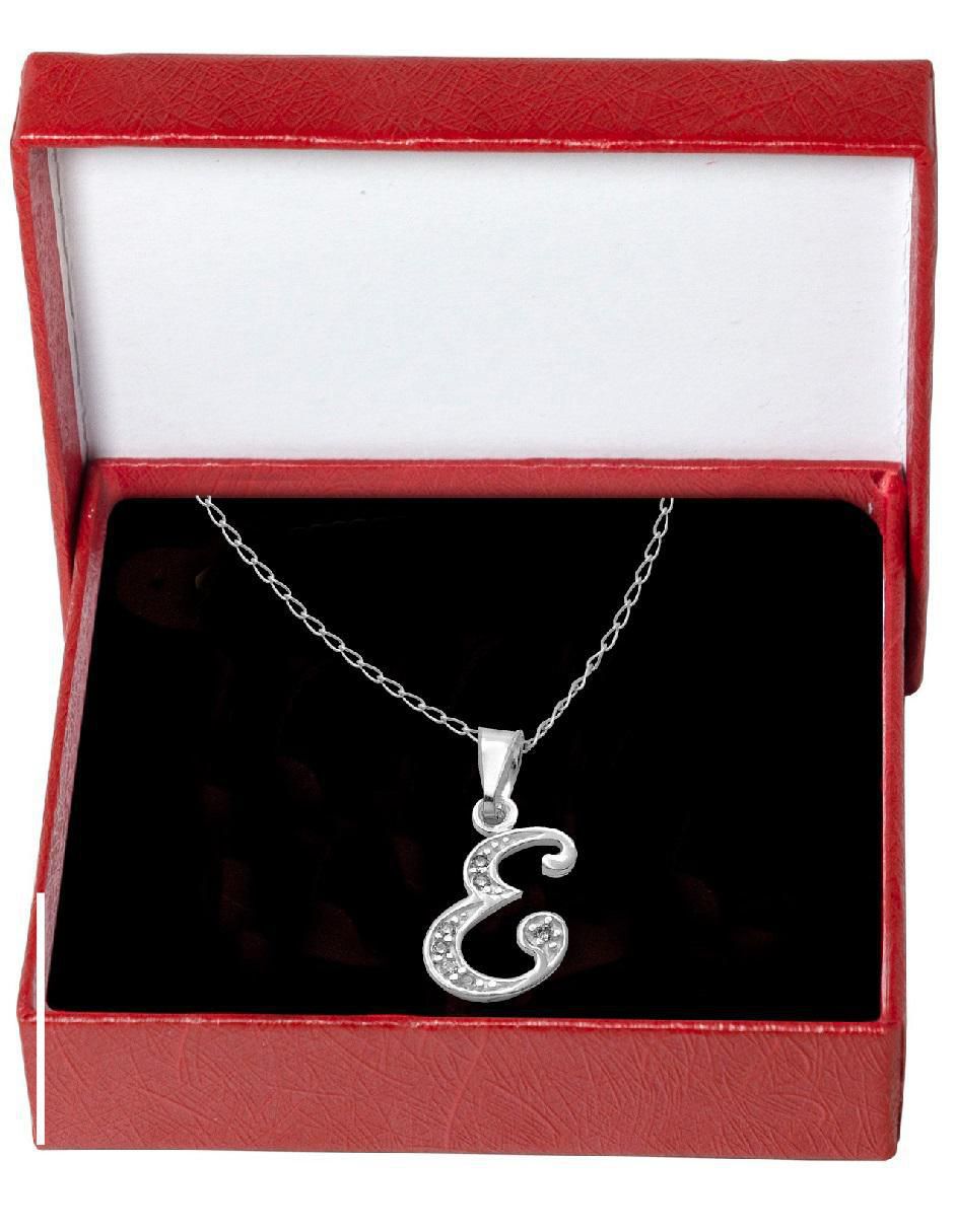 Medalla y cadena de letra e de plata P 925 4