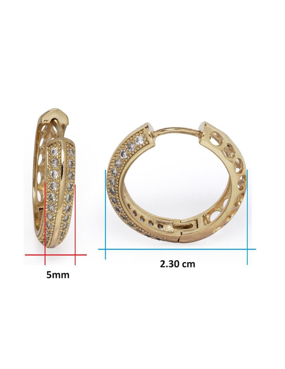 Aretes redondos con acabado chapa de oro zirconia 5