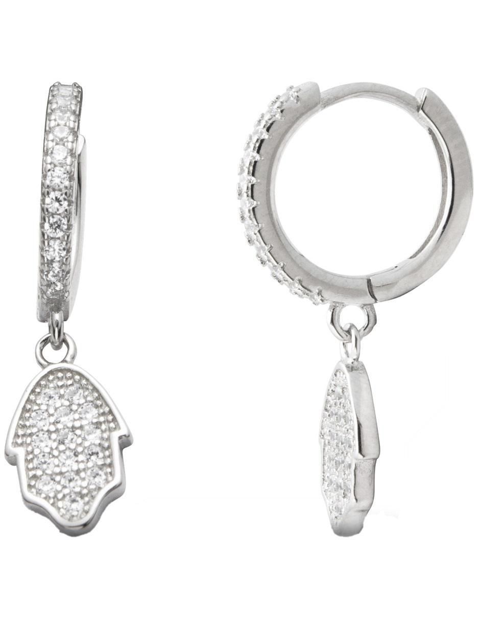 Aretes de mano de plata P 925 con acabado brillante zirconia 2