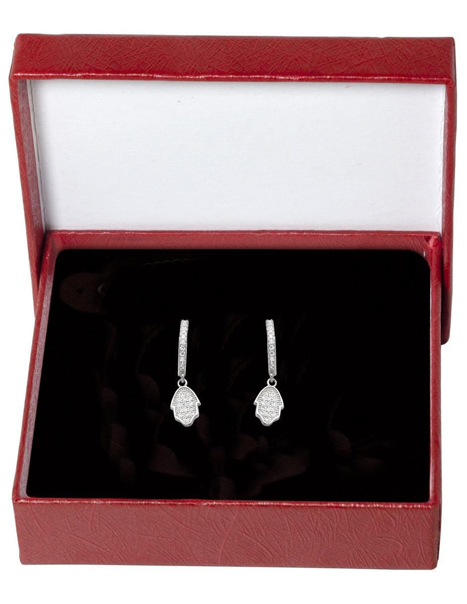 Aretes de mano de plata P 925 con acabado brillante zirconia 4