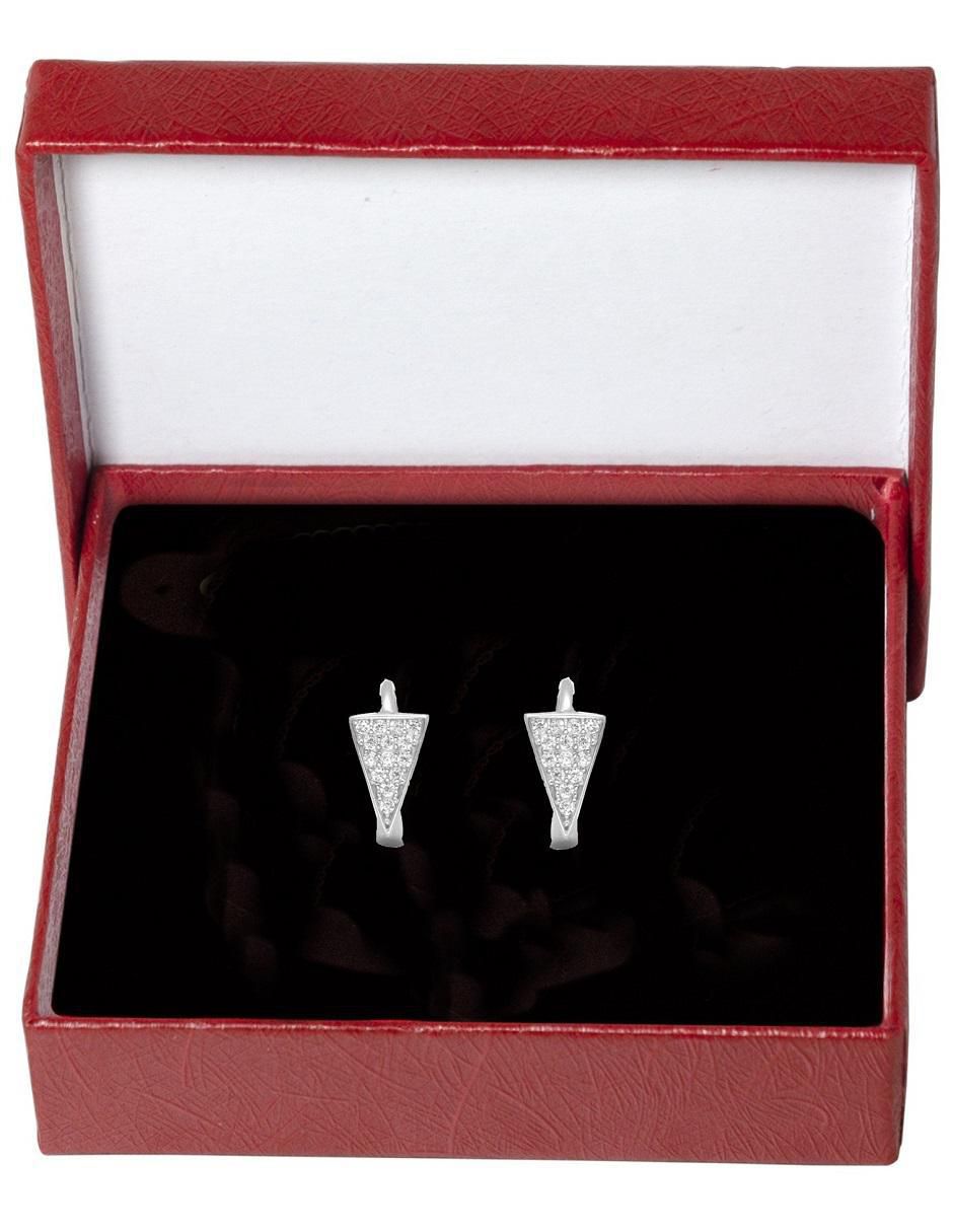 Aretes triangulares de plata P 925 con acabado brillante zirconia 4