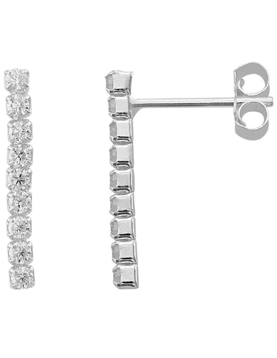 Broqueles de barra de plata P 925 con acabado pavé zirconia Broqueles de barra de plata P 925 con acabado pavé zirconia
