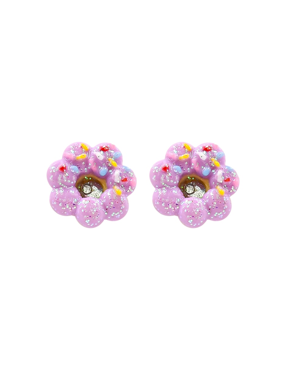 Aretes de flor con acabado brillante 1