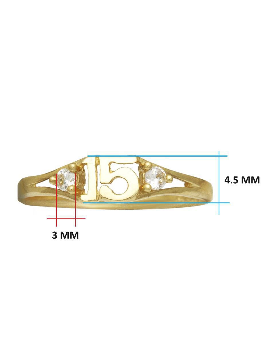 Anillo 10 k de oro zirconia pulido 6