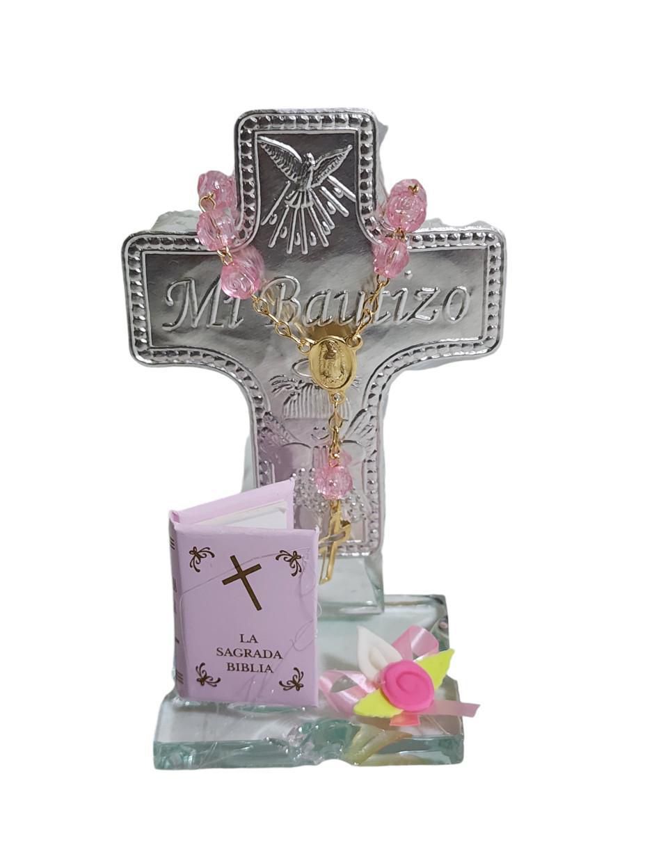Set cruz cristal de recuerdo para bautizo 4