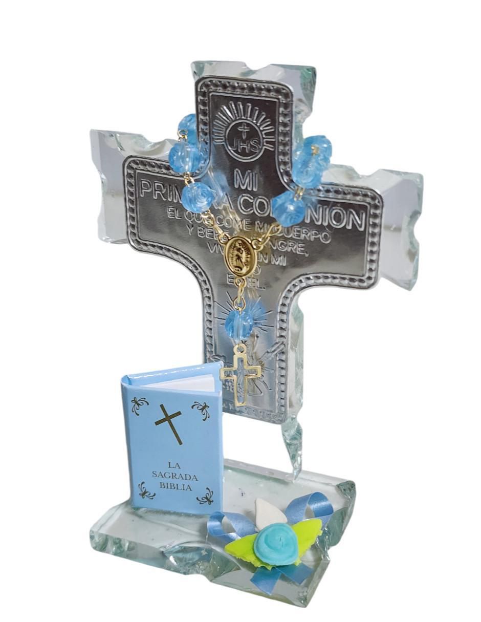 Set cruz cristal de recuerdo para comunión 5