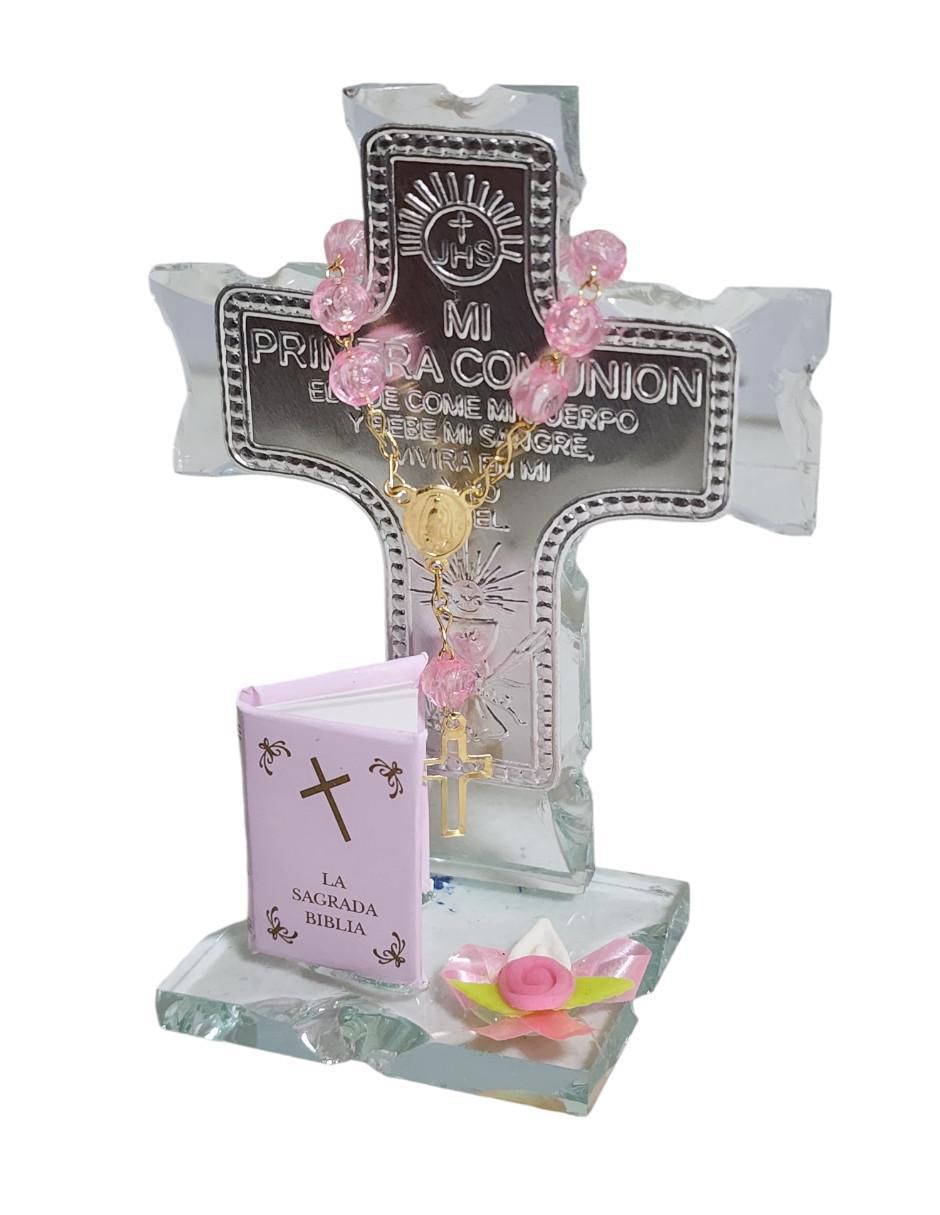 Set cruz cristal de recuerdo para comunión 5