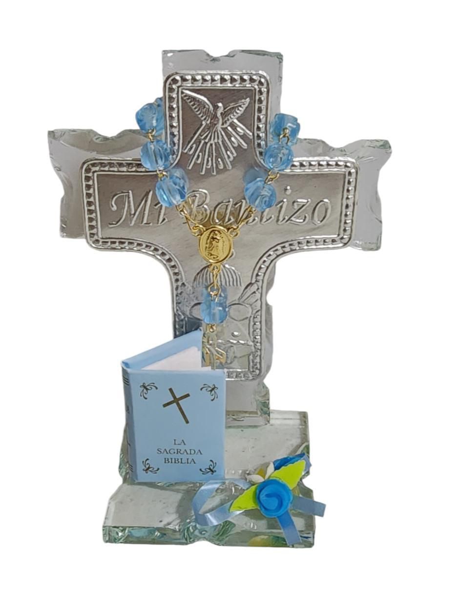 Set cruz cristal de recuerdo para bautizo 4