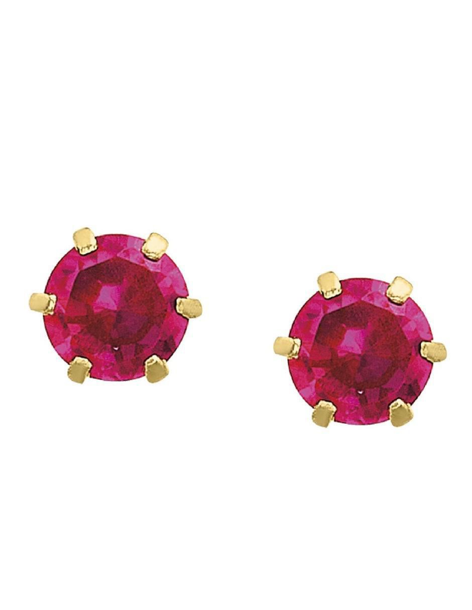 Broqueles redondos de oro con acabado brillante zirconia