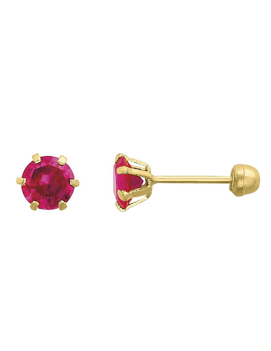 Broqueles redondos de oro con acabado brillante zirconia 2