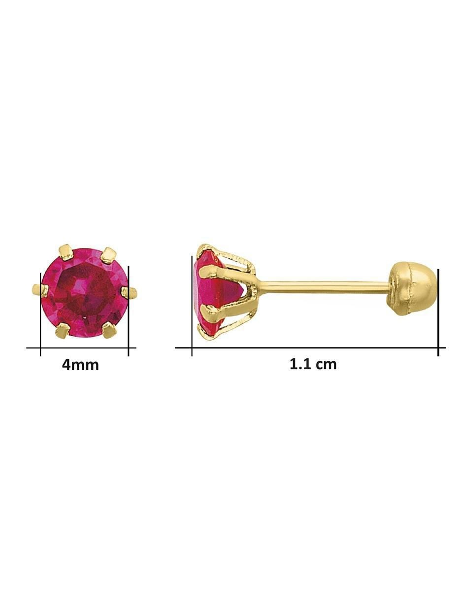 Broqueles redondos de oro con acabado brillante zirconia 5