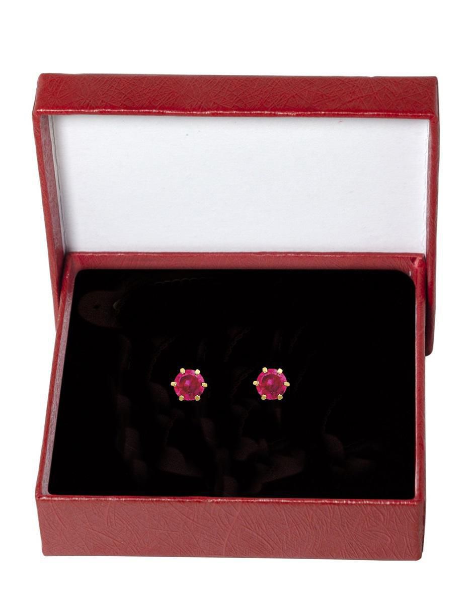 Broqueles redondos de oro con acabado brillante zirconia 4