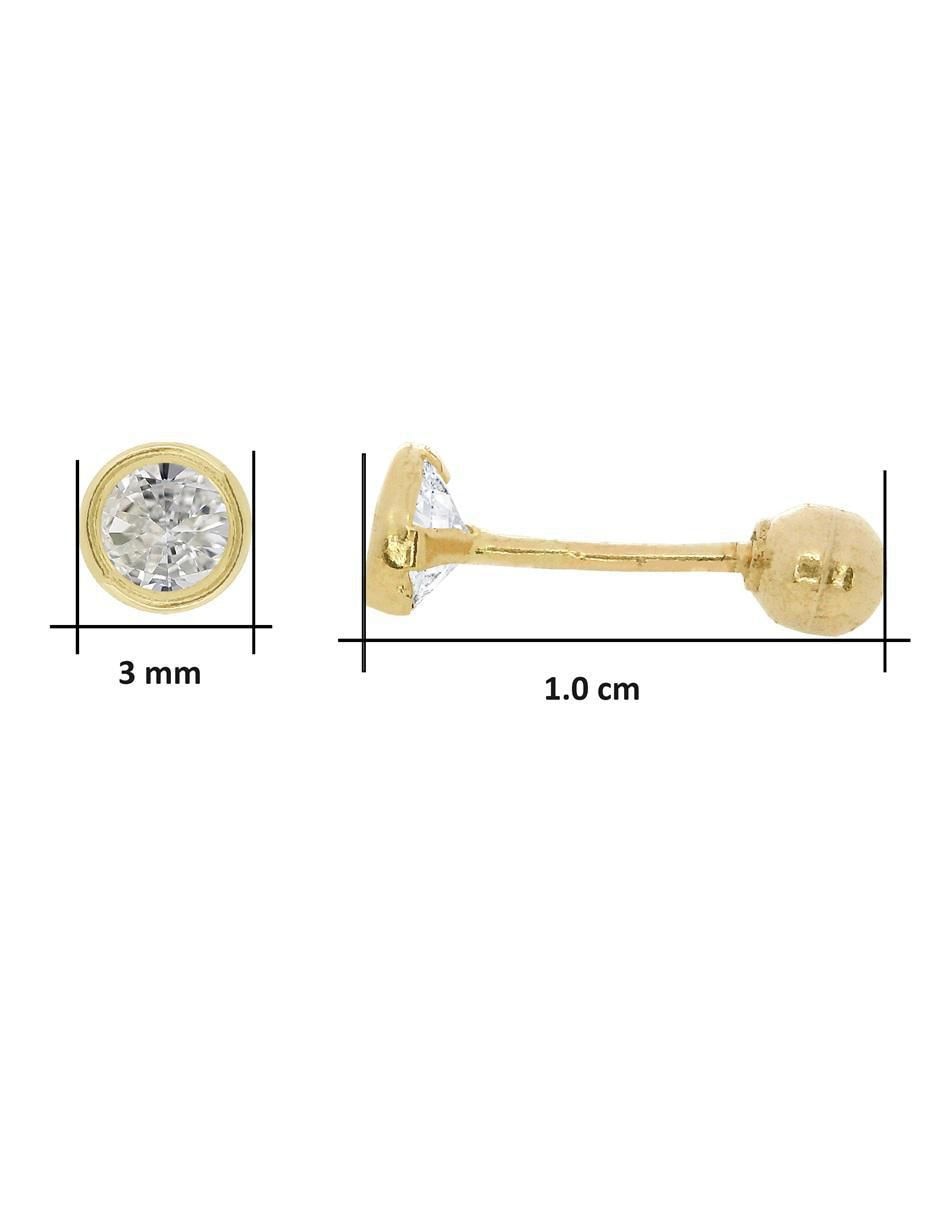 Broqueles redondos de oro con acabado brillante zirconia 5