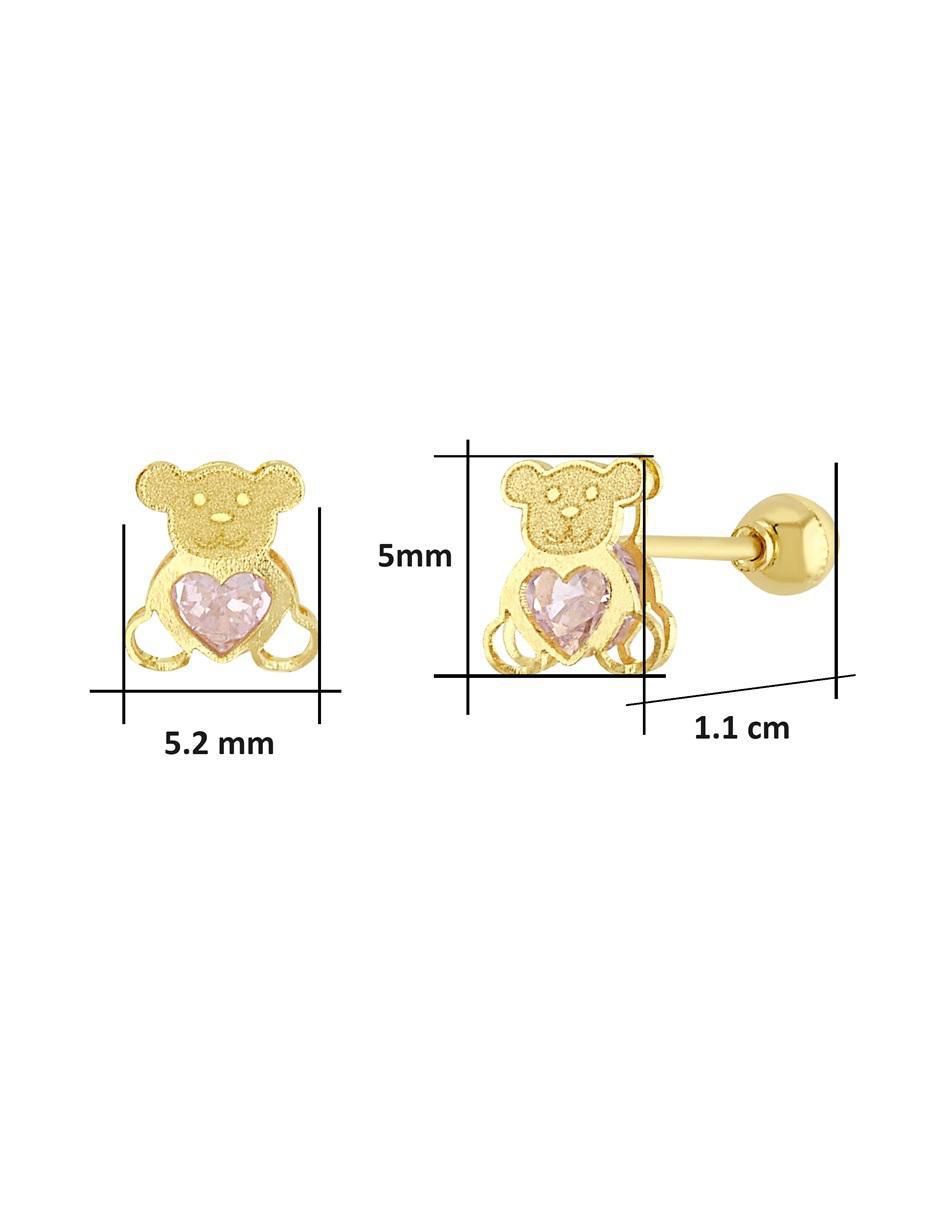 Broqueles de oso de oro con acabado brillante zirconia 6