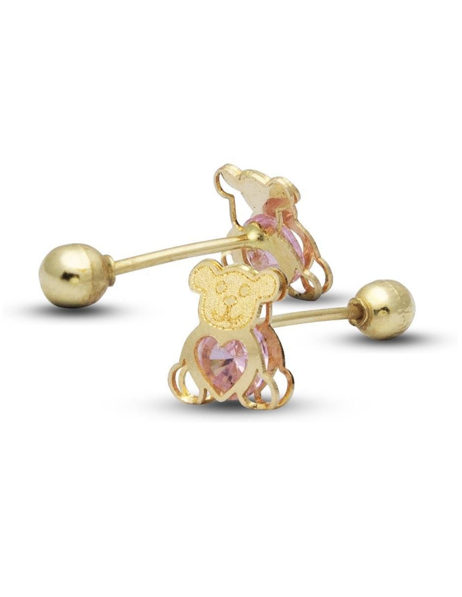 Broqueles de oso de oro con acabado brillante zirconia 3