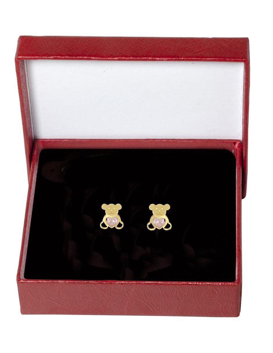 Broqueles de oso de oro con acabado brillante zirconia 4