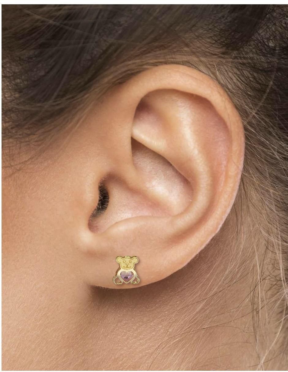 Broqueles de oso de oro con acabado brillante zirconia 5