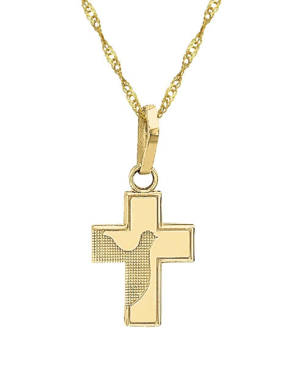 Medalla y cadena de cruz de oro 10 K