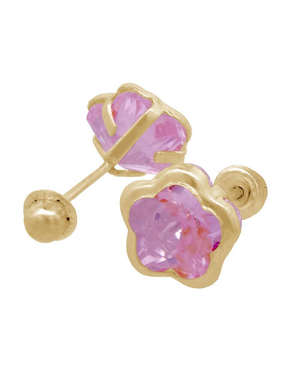 Broqueles de flor de oro con acabado brillante zirconia 3