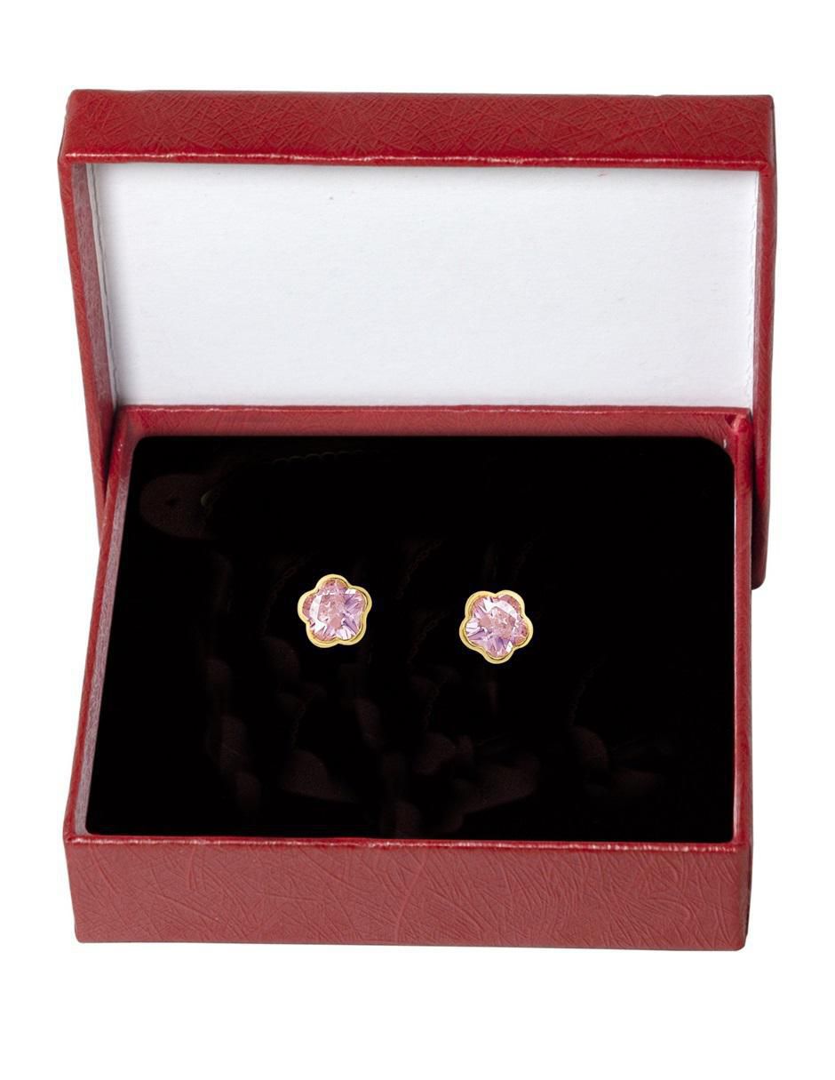 Broqueles de flor de oro con acabado brillante zirconia 4