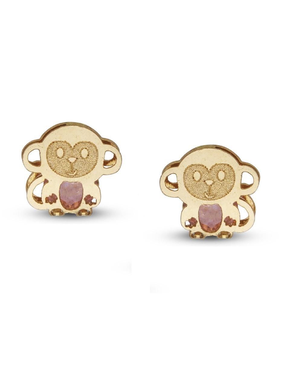 Broqueles de chango de oro con acabado brillante zirconia Broqueles de chango de oro con acabado brillante zirconia