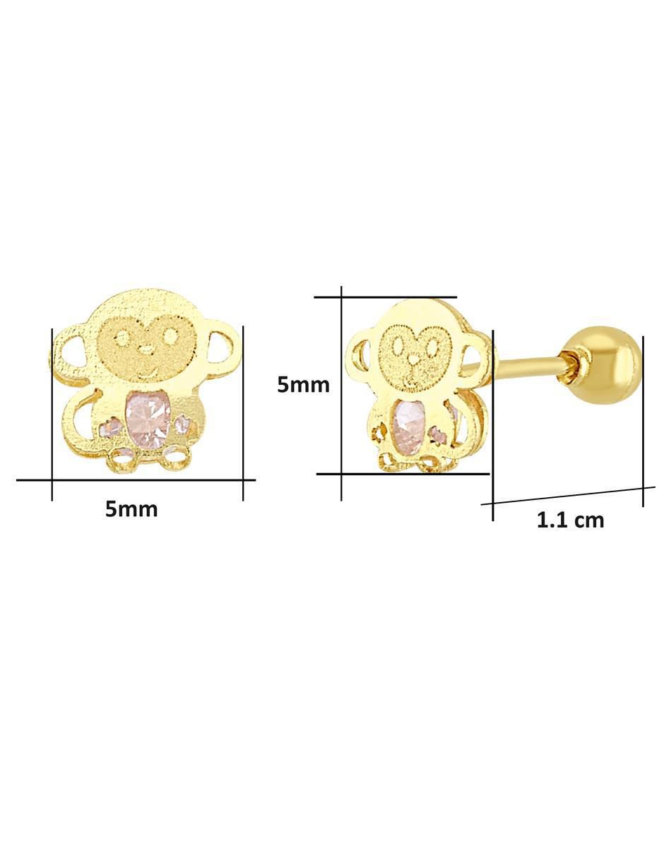 Broqueles de chango de oro con acabado brillante zirconia 6