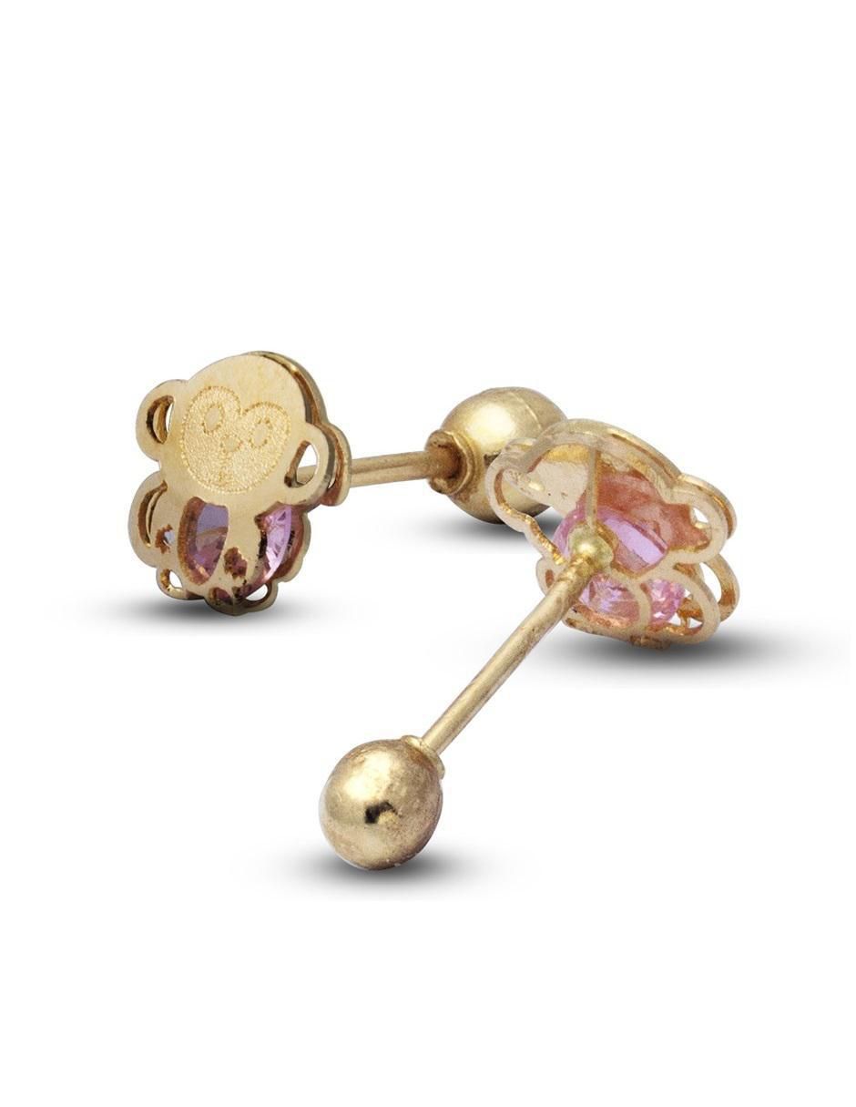 Broqueles de chango de oro con acabado brillante zirconia 3