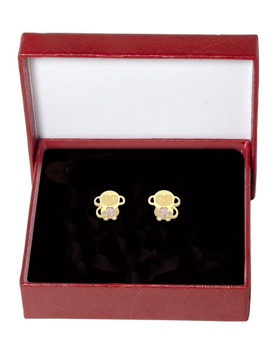 Broqueles de chango de oro con acabado brillante zirconia 5