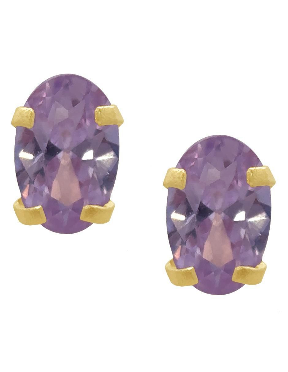 Broqueles ovalados de oro con acabado brillante zirconia Broqueles ovalados de oro con acabado brillante zirconia
