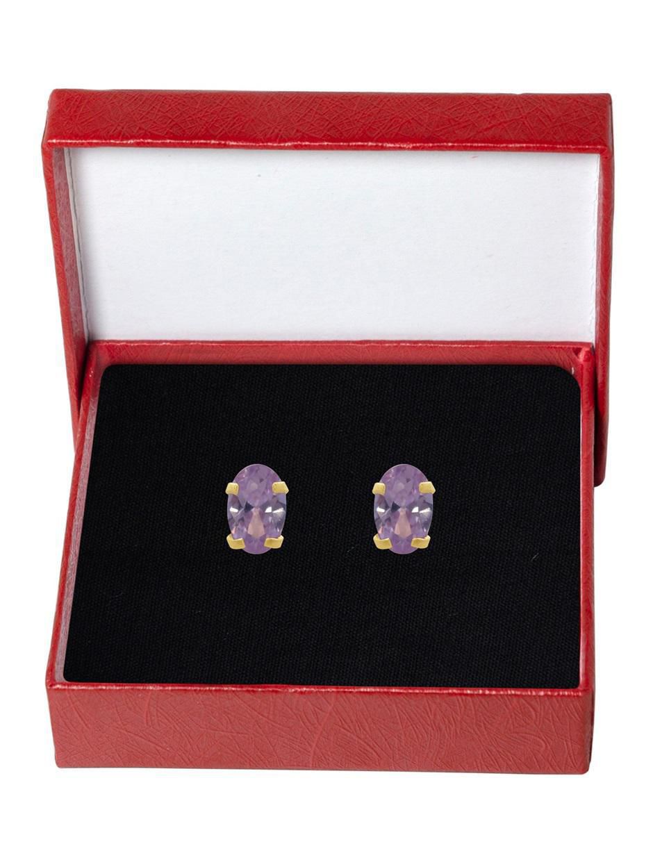 Broqueles ovalados de oro con acabado brillante zirconia 4