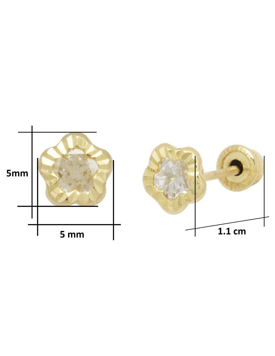 Broqueles de flor de oro con acabado diamantado zirconia 6