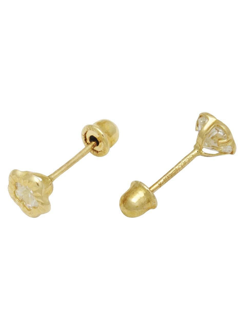 Broqueles de flor de oro con acabado diamantado zirconia 3